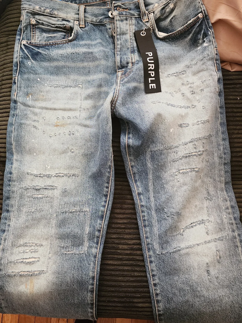 Slim Straight Distressed Light Blue Jeans